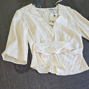 Zara Beige Textured Blouse